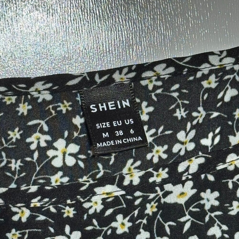 Shein Black & White Floral Mini Dress Size Medium - Picture 5 of 5